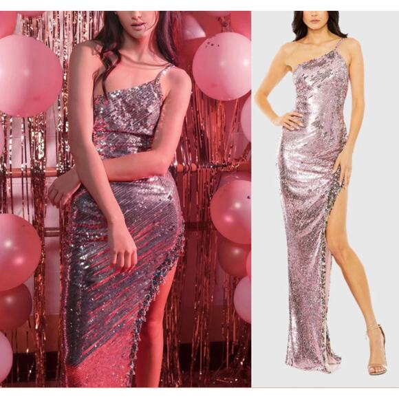 Mac Duggal Sequin Gown Dress Rhinestone Detail Sleeveless Pink Size 4 NWT - Picture 3 of 12